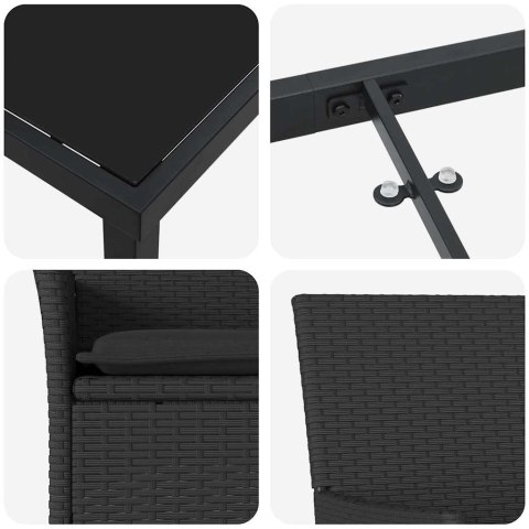 Zestaw do jadalni w ogrodzie z poduszką 9 pcs Czarny polirattan