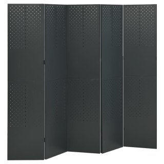 Parawany 5-panelowe, 2 szt., antracytowe, 200x180 cm, stalowe
