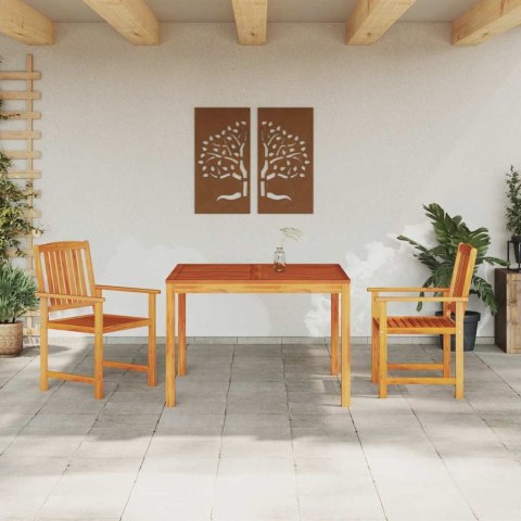 Zestaw do jadalni w ogrodzie 3 pcs Brązowy Lite Drewno Akacji