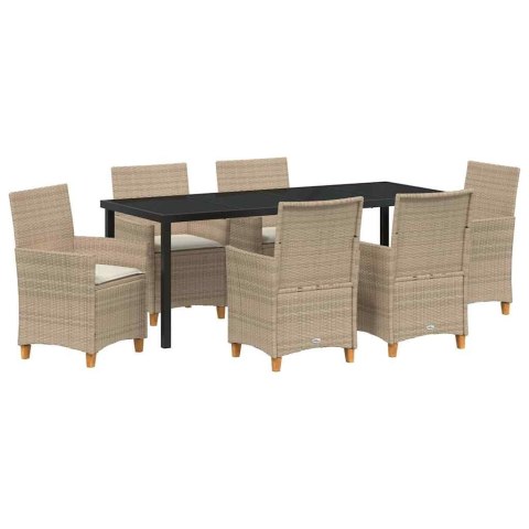 Zestaw do jadalni w ogrodzie 7 pcs Beżowy polirattan
