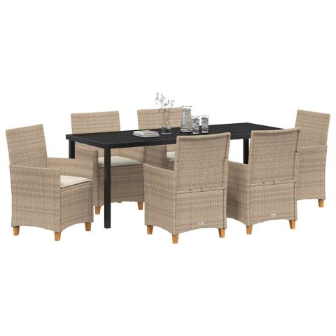 Zestaw do jadalni w ogrodzie 7 pcs Beżowy polirattan