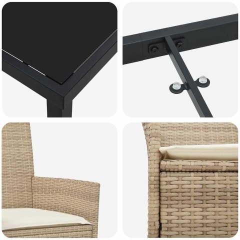 Zestaw do jadalni w ogrodzie 7 pcs Beżowy polirattan
