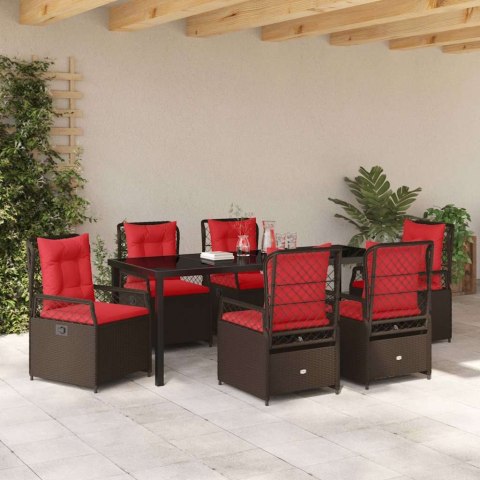 Zestaw do jadalni w ogrodzie 7 pcs Brązowy polirattan