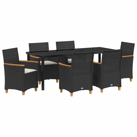 Zestaw do jadalni w ogrodzie 7 pcs Czarny polirattan