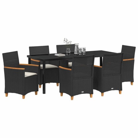 Zestaw do jadalni w ogrodzie 7 pcs Czarny polirattan