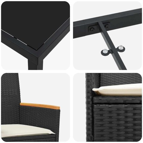 Zestaw do jadalni w ogrodzie 7 pcs Czarny polirattan