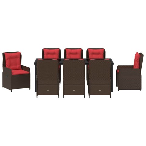 Zestaw do jadalni w ogrodzie 9 pcs Brązowy Polirattan