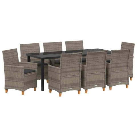 Zestaw do jadalni w ogrodzie 9 pcs Szary polirattan