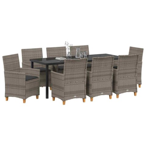 Zestaw do jadalni w ogrodzie 9 pcs Szary polirattan