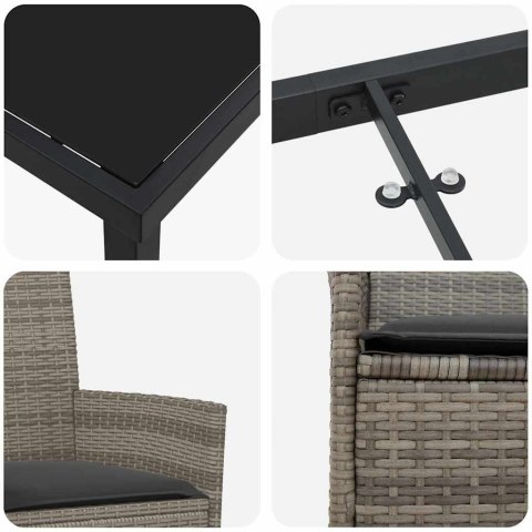 Zestaw do jadalni w ogrodzie 9 pcs Szary polirattan