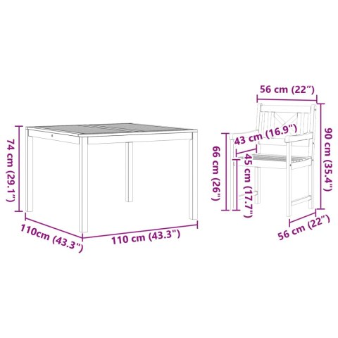 Zestaw do jadalni w ogrodzie 3 pcs Brązowy Lite drewno akacjowe