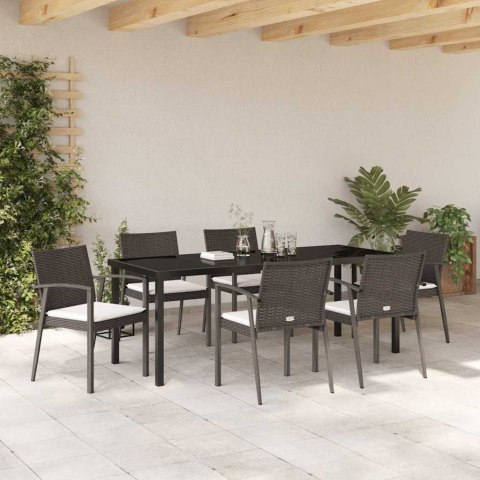Zestaw do jadalni w ogrodzie 7 pcs Brązowy i czarny Rattan PE