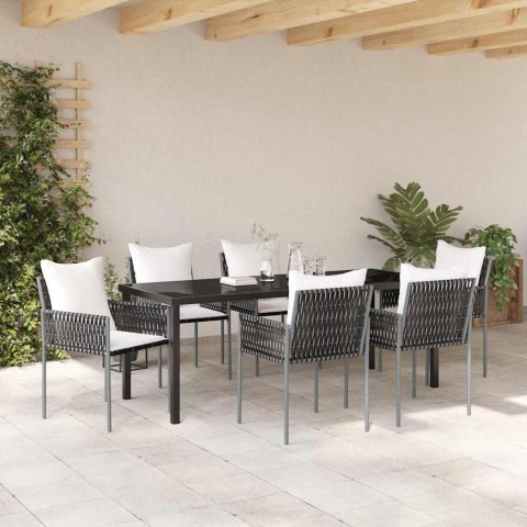 Zestaw do jadalni w ogrodzie 7 pcs Brązowy i czarny Rattan PE