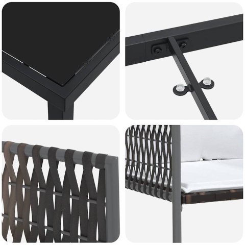 Zestaw do jadalni w ogrodzie 7 pcs Brązowy i czarny Rattan PE