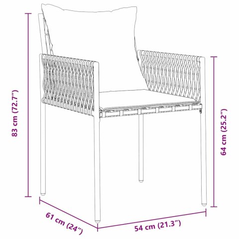Zestaw do jadalni w ogrodzie 7 pcs Brązowy i czarny Rattan PE