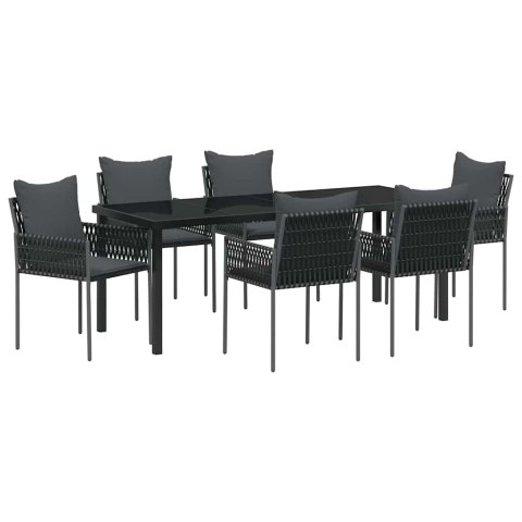 Zestaw do jadalni w ogrodzie 7 pcs Czarny i szary Rattan PE
