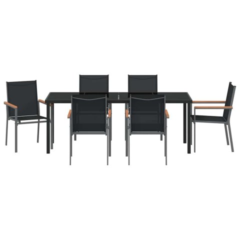 Zestaw do jadalni w ogrodzie 7 pcs Czarny