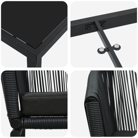 Zestaw do jadalni w ogrodzie 7 pcs Czarny