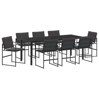 Zestaw do jadalni w ogrodzie 9 pcs Czarny 200 x 80 x 73 cm