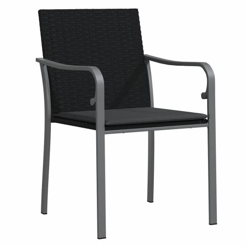 Zestaw do jadalni w ogrodzie 9 pcs Czarny i szary Rattan PE