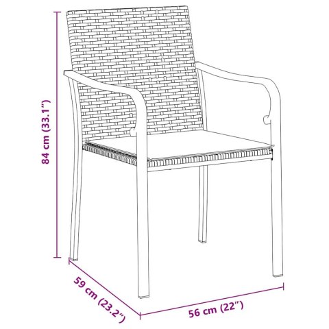 Zestaw do jadalni w ogrodzie 9 pcs Czarny i szary Rattan PE