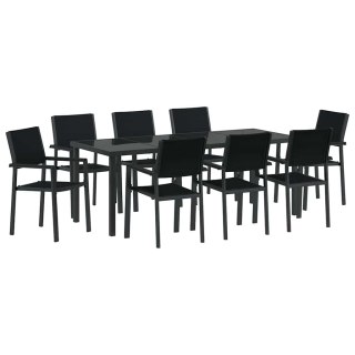 Zestaw do jadalni w ogrodzie 9 pcs Czarny
