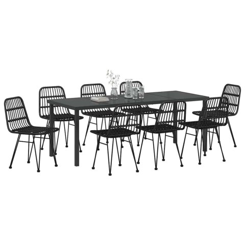 Zestaw do jadalni w ogrodzie 9 pcs Czarny