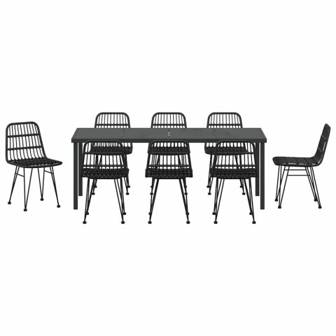 Zestaw do jadalni w ogrodzie 9 pcs Czarny