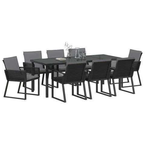 Zestaw do jadalni w ogrodzie 9 pcs Czarny