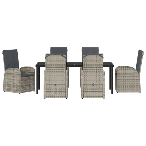 Zestaw do jadalni w ogrodzie z poduszką 7 pcs Szary polirattan