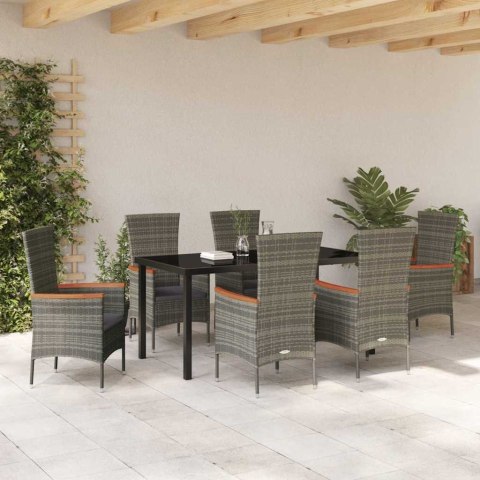 Zestaw do jadalni w ogrodzie z poduszką 7 pcs Szary