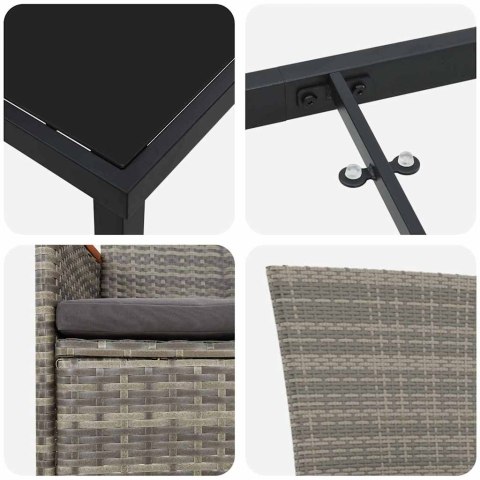 Zestaw do jadalni w ogrodzie z poduszką 7 pcs Szary