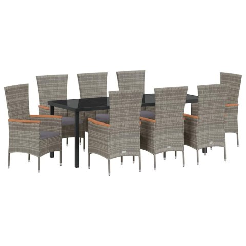 Zestaw do jadalni w ogrodzie z poduszką 9 pcs Szary