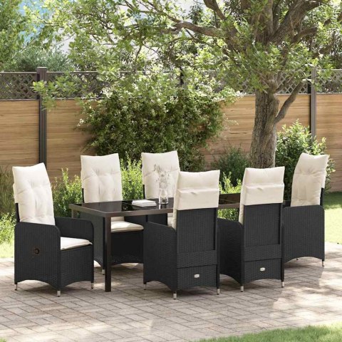 Zestaw do jadalni w ogrodzie 7 pcs Czarny polirattan