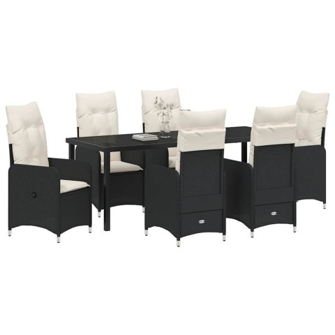 Zestaw do jadalni w ogrodzie 7 pcs Czarny polirattan