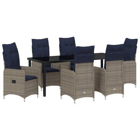 Zestaw do jadalni w ogrodzie 7 pcs Czarny polirattan