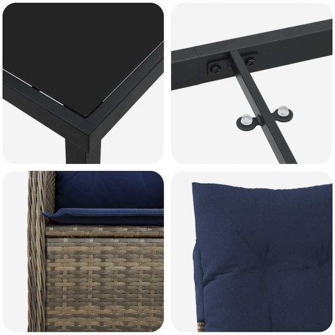 Zestaw do jadalni w ogrodzie 7 pcs Czarny polirattan