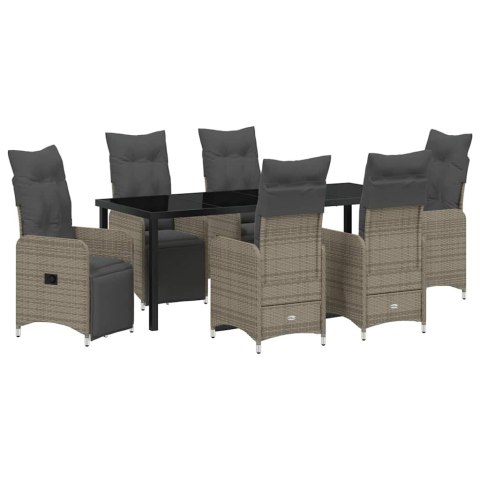 Zestaw do jadalni w ogrodzie 7 pcs Szary polirattan