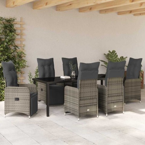 Zestaw do jadalni w ogrodzie 7 pcs Szary polirattan