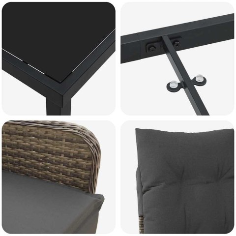Zestaw do jadalni w ogrodzie 7 pcs Szary polirattan