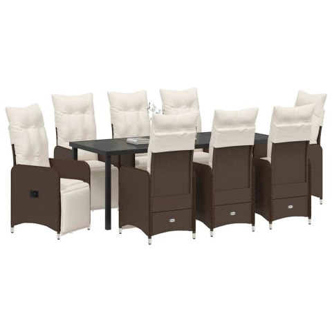 Zestaw do jadalni w ogrodzie 9 pcs brązowy polirattan