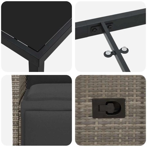Zestaw do jadalni w ogrodzie z poduszką 7 pcs Szary polirattan