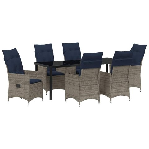 Zestaw stół i krzesła z poduszką 7 pcs Szary Rattan PE