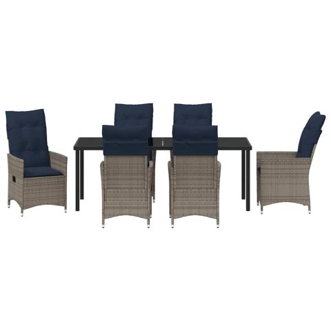 Zestaw stół i krzesła z poduszką 7 pcs Szary Rattan PE