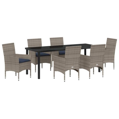 Zestaw stół i krzesła z poduszką 7 pcs Szary Rattan PE