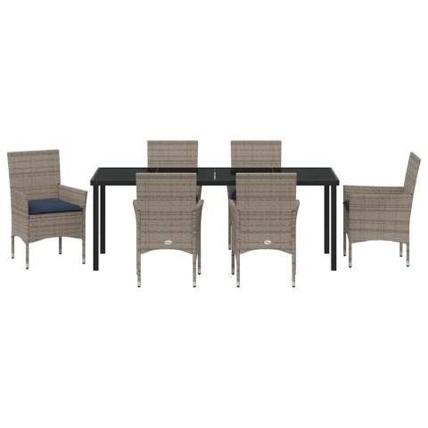Zestaw stół i krzesła z poduszką 7 pcs Szary Rattan PE