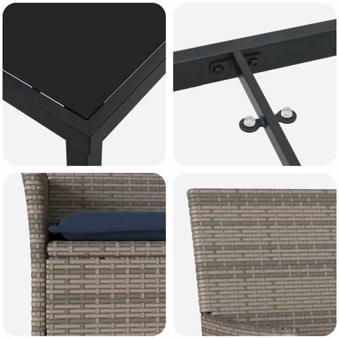 Zestaw stół i krzesła z poduszką 7 pcs Szary Rattan PE