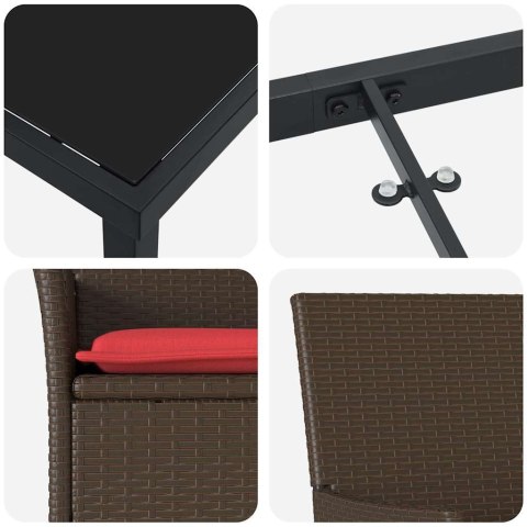 Zestaw stół i krzesła z poduszką 9 pcs Brązowy Rattan PE