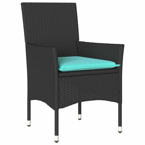 Zestaw stół i krzesła z poduszką 9 pcs Czarny Rattan PE