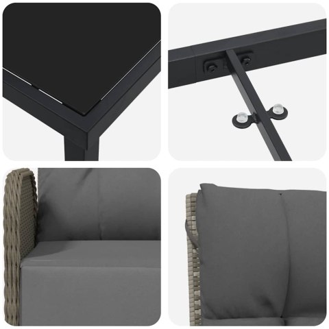 Zestaw do jadalni w ogrodzie z poduszką 7 pcs Szary polirattan